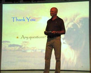 On stage in the Atlantis Auditorium