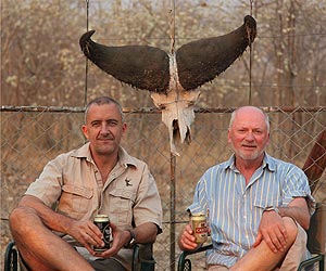 In the Hwange National Park (Zimbabwe) with fellow author Tony Park.