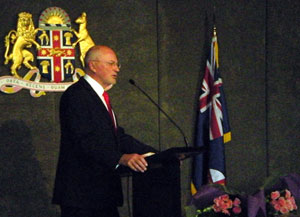 On the podium at Parliament House - perhaps a career in politics?